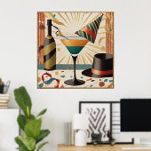 Poster Heure Cocktail Mi-Siècle - Nouvel An (Bureau à domicile)