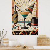 Poster Heure Cocktail Mi-Siècle - Nouvel An (Cuisine)
