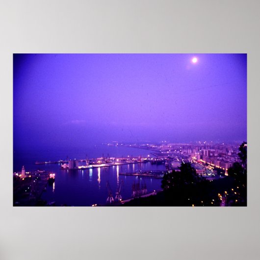 Poster Heure de la nuit, Malaga, Espagne (Devant)