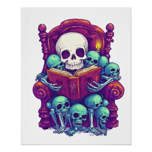 Poster Heure de l'histoire avec Bones � Squelette drôle d (Devant)