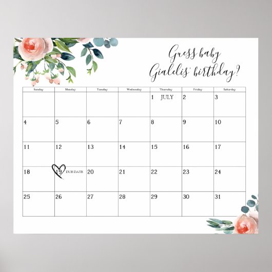 Poster Heure du Baby shower de thé Date d'échéance Devis (Devant)