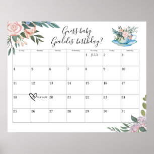 Poster Heure du Baby shower de thé Date d'échéance Devis