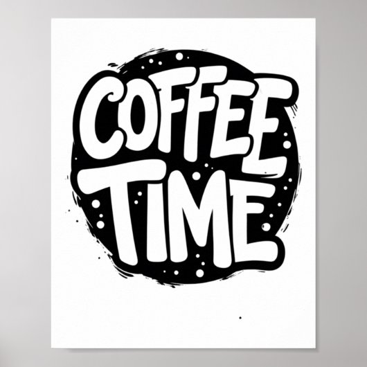 Poster Heure du café - Autocollant de typographie manuscr (Devant)