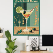Poster Heure du cocktail design milieu de siècle (Bureau à domicile)