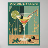 Poster Heure du cocktail design milieu de siècle (Devant)