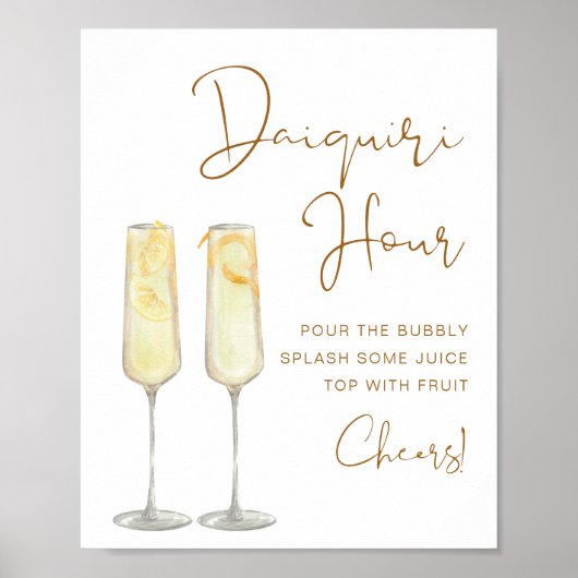 Poster Heure du Daiquiri Mariage Boho Orange Brûlée (Devant)