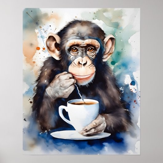 Poster Heure du thé de Chimp (Devant)