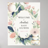 Poster Heure pour le Fleur sauvage de Baby shower de thé  (Devant)