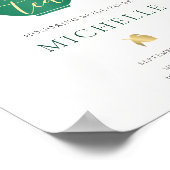 Poster Heure pour Tea Emerald Gold Fête des mariées Bienv (Coin)