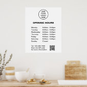 Poster Heures de la Boutique Entreprise Code QR Logo de l (Cuisine)