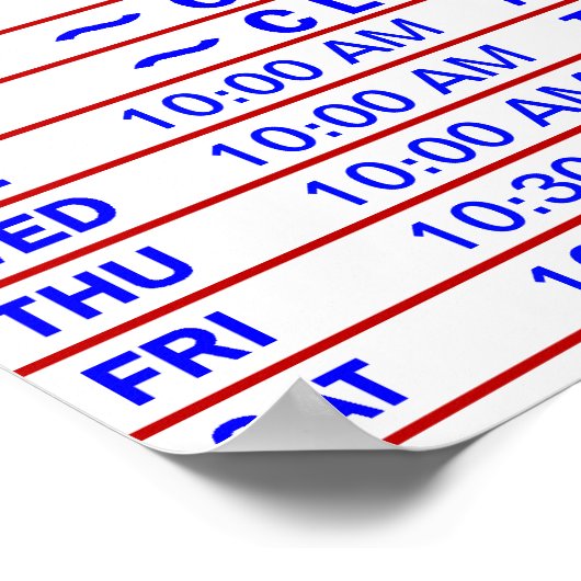 Poster Heures de la Boutique personnalisable Signez avec/ (Coin)