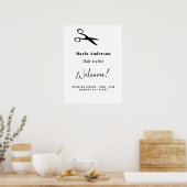 Poster Heures d'ouverture de coiffeur blanc bienvenue (Cuisine)