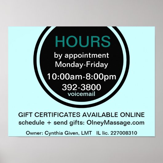 Poster HEURES d'ouverture de la porte d'entrée (Devant)