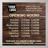 Poster Heures d'ouverture de l'entreprise avec logo et te (Devant)