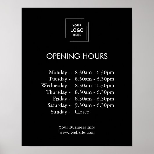 Poster Heures d'ouverture du logo d'entreprise moderne no (Devant)