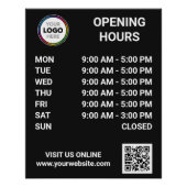 Poster Heures d'ouverture du magasin avec logo + code QR (Devant)