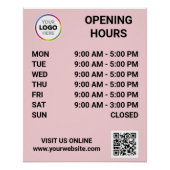 Poster Heures d'ouverture du magasin avec logo + code QR (Devant)