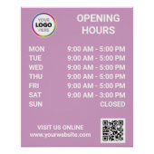 Poster Heures d'ouverture du magasin avec logo + code QR (Devant)