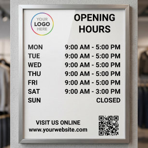 Poster Heures d'ouverture du magasin avec logo + code QR