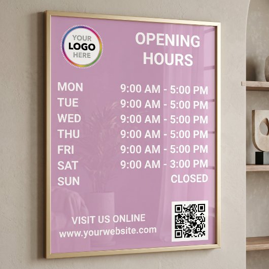 Poster Heures d'ouverture du magasin avec logo + code QR