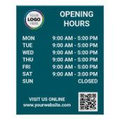 Poster Heures d'ouverture du magasin avec logo + code QR (Devant)