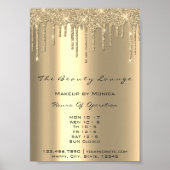 Poster Heures d'ouverture du maquillage Gold Salon Drives (Devant)
