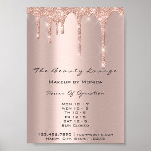 Poster Heures d'ouverture du maquillage Rose Salon Drives