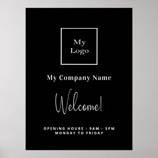 Poster Heures d'ouverture du nom du logo de l'entreprise  (Devant)