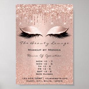 Poster Heures d'ouverture du salon de maquillage Lash Ros