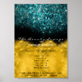Poster Heures d'ouverture Gold Black White Confetti Turqu (Devant)