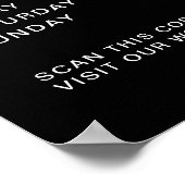 Poster Heures d'ouverture Logo Code QR Noir (Coin)