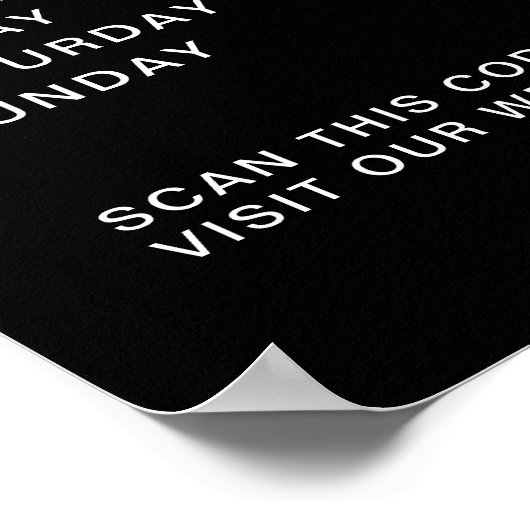 Poster Heures d'ouverture Logo Code QR Noir (Coin)