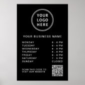 Poster Heures d'ouverture Logo Code QR Noir (Devant)