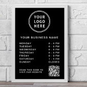 Poster Heures d'ouverture Logo Code QR Noir