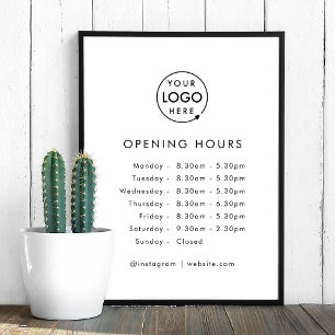 Poster Heures d'ouverture Logo d'affaires Horaires d'ou