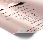 Poster Heures d'Ouverture Maquillage des Cils Salon Rose (Coin)