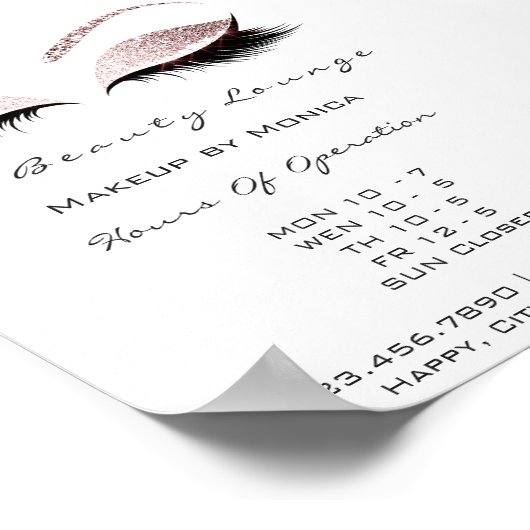 Poster Heures d'ouverture Salon de beauté Parties scintil (Coin)