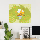 Poster Heureuse abeille au miel (Bureau à domicile)