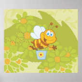 Poster Heureuse abeille au miel (Devant)