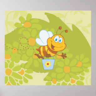 Poster Heureuse abeille au miel