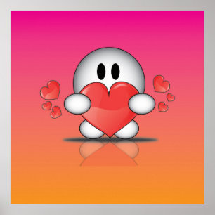 Poster Heureuse Sainte-Valentin avec le coeur et dessin a