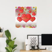 Poster Heureuse Sainte-Valentin avec le coeur Je t'aime (Bureau à domicile)