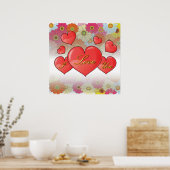 Poster Heureuse Sainte-Valentin avec le coeur Je t'aime (Cuisine)