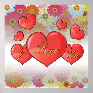 Poster Heureuse Sainte-Valentin avec le coeur Je t'aime