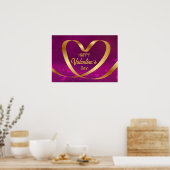 Poster Heureuse Sainte-Valentin Gold Heart Ribbon Purple (Cuisine)