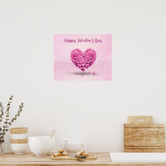 Poster Heureuse Sainte-Valentin Jovely Rose Hyacinth Hear (Cuisine)