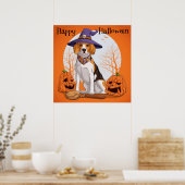 Poster Heureuse sorcière Beagle Halloween (Cuisine)