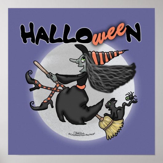 Poster Heureuse sorcière HalloWEEn (Devant)