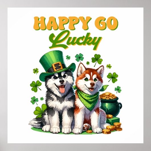 Poster Heureux au Hasard Toutou Husky Mignon St. Patrick (Devant)