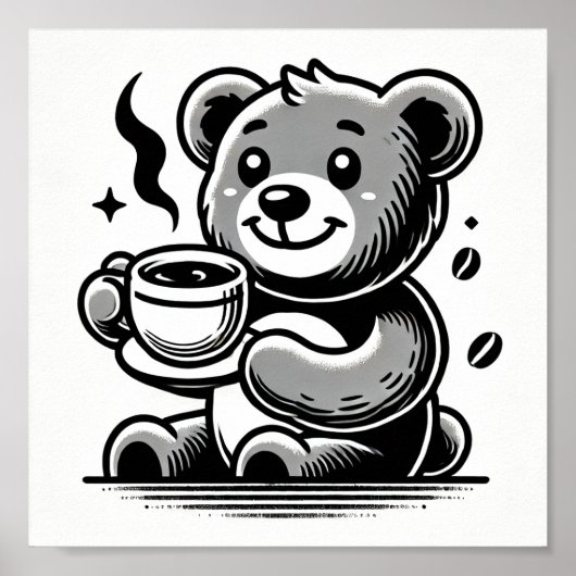 Poster Heureux avec le café (Devant)